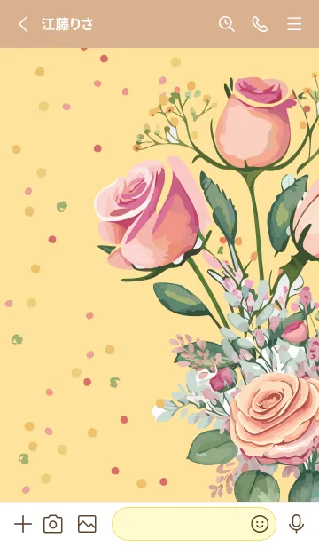 [LINE着せ替え] light brown & yellow 可憐な薔薇の画像2