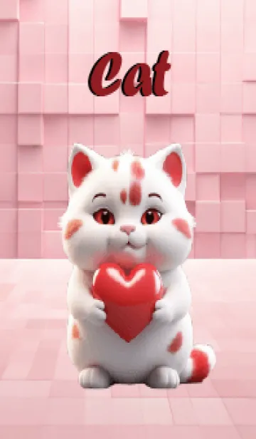 [LINE着せ替え] White Cat In Love Love Theme (JP)の画像1