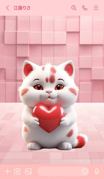 [LINE着せ替え] White Cat In Love Love Theme (JP)の画像2