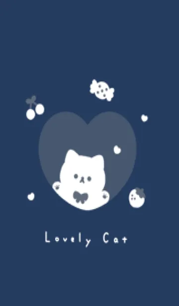 [LINE着せ替え] こねことハート / ネイビーと白の画像1