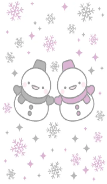 [LINE着せ替え] 黒と紫の双子雪だるま（スノーマン）の画像1