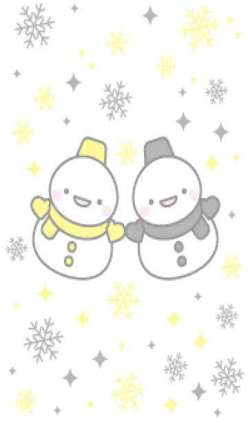 [LINE着せ替え] 黄色と黒の双子雪だるま（スノーマン）の画像1