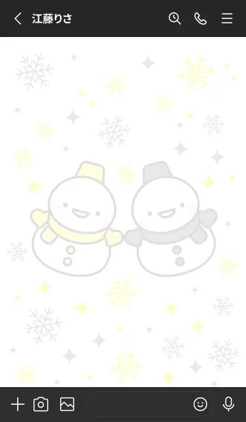 [LINE着せ替え] 黄色と黒の双子雪だるま（スノーマン）の画像2