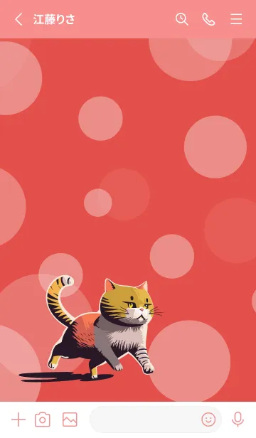 [LINE着せ替え] red 元気な猫の画像2