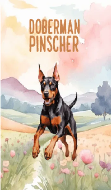 [LINE着せ替え] Doberman Pinscher  In Flower Theme (JP)の画像1