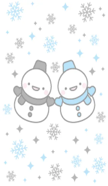 黒と青色の双子雪だるま（スノーマン）の着せ替えメイン画像