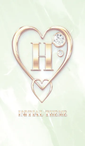 [LINE着せ替え] 【 H 】 Heart Charm & Initial - Greenの画像1