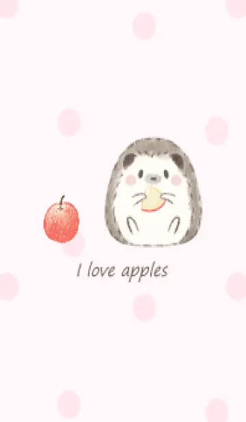 [LINE着せ替え] ハリネズミとりんご -ピンク- ドット 2の画像1