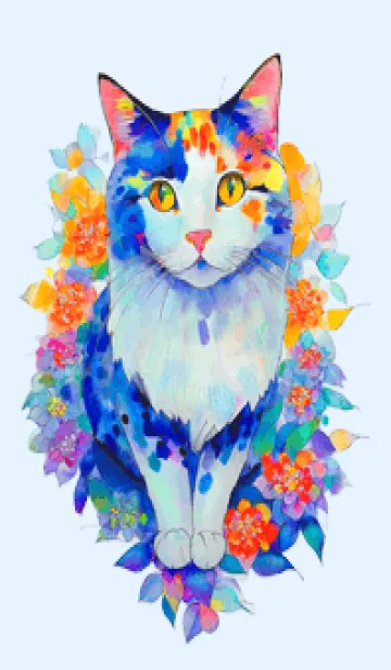 [LINE着せ替え] Cat looking this way02blue_JPの画像1