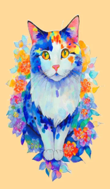 [LINE着せ替え] Cat looking this way02orange_JPの画像1