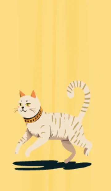 [LINE着せ替え] light yellow 白い猫の画像1