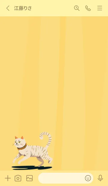 [LINE着せ替え] light yellow 白い猫の画像2