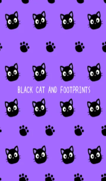 [LINE着せ替え] 黒猫と足跡の着せかえ/パープルの画像1