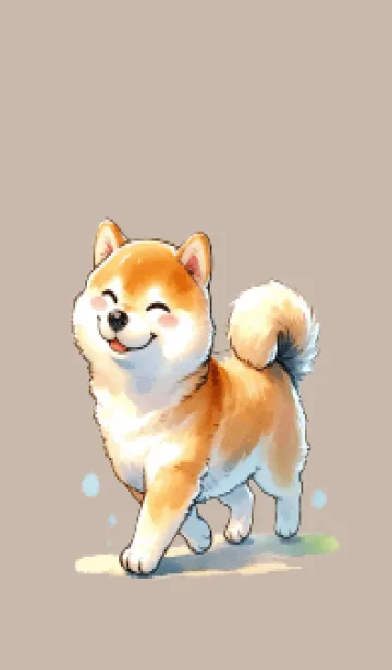 [LINE着せ替え] 幸せに歩く小さな柴犬の画像1