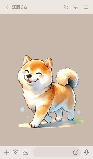 [LINE着せ替え] 幸せに歩く小さな柴犬の画像2