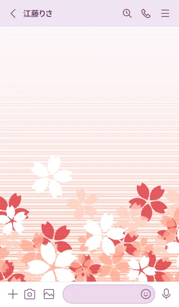 [LINE着せ替え] ストライプと桜 紫色の画像2