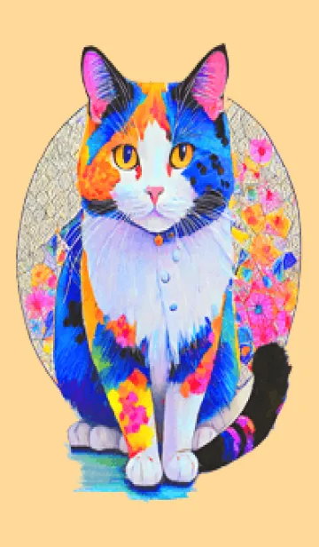 [LINE着せ替え] Cat looking this way03orange_JPの画像1