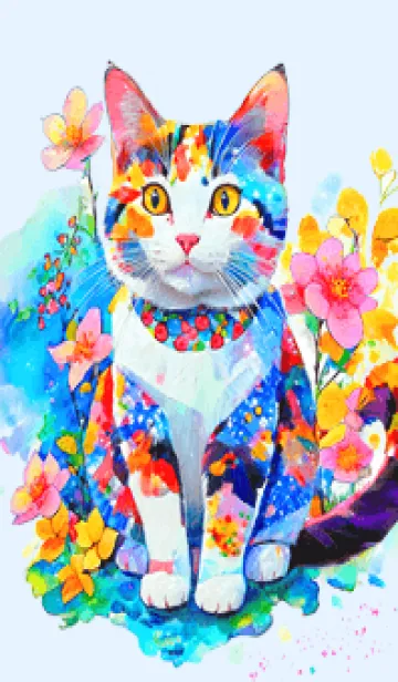 [LINE着せ替え] Cat looking this way04blue_JPの画像1