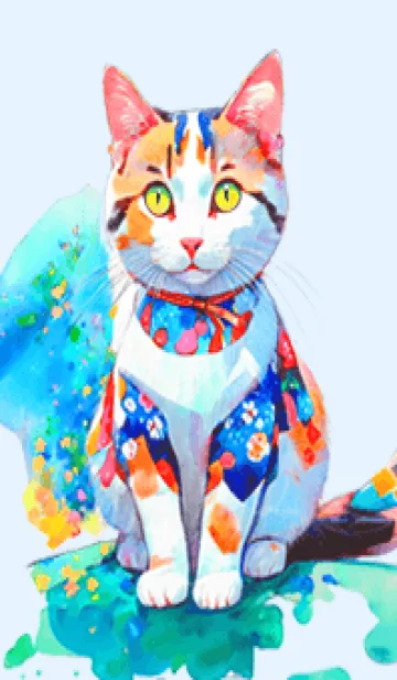 [LINE着せ替え] Cat looking this way05blue_JPの画像1