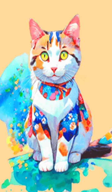 [LINE着せ替え] Cat looking this way05orange_JPの画像1