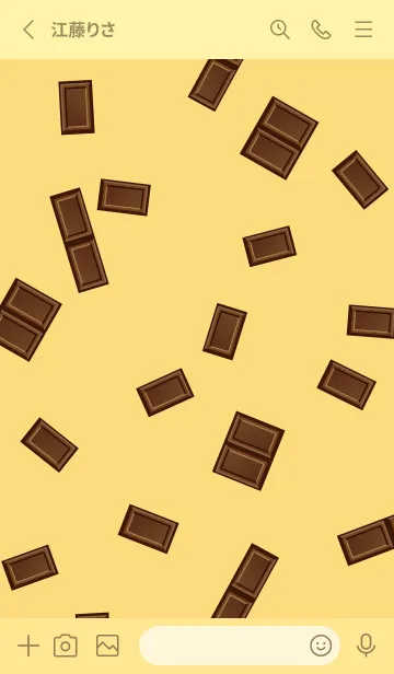 [LINE着せ替え] かわいいチョコレートブロック 薄い黄色の画像2