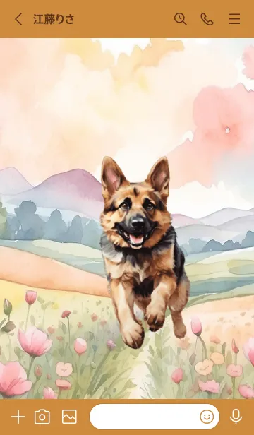 [LINE着せ替え] German Shepherd In Flower Theme (JP)の画像2