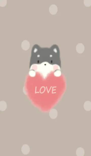 [LINE着せ替え] もこもこハート -黒柴- モカ ドットの画像1