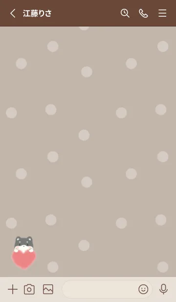 [LINE着せ替え] もこもこハート -黒柴- モカ ドットの画像2