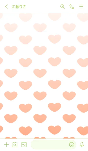 [LINE着せ替え] ピンクのハート モスグリーン色の画像2