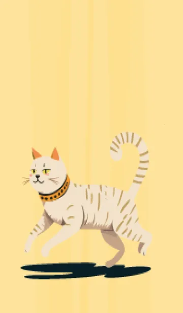 [LINE着せ替え] light brown & yellow 白い猫の画像1