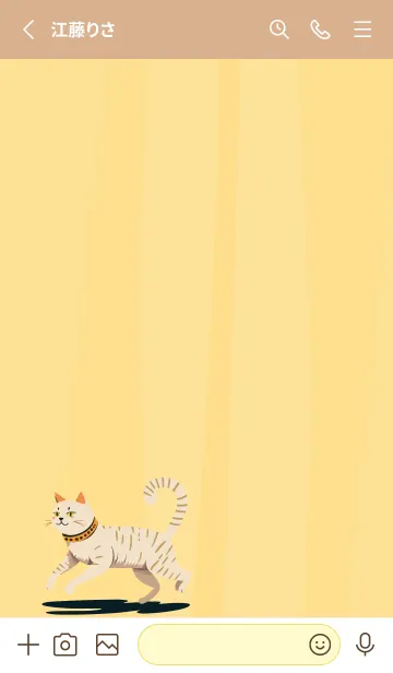 [LINE着せ替え] light brown & yellow 白い猫の画像2