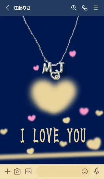 [LINE着せ替え] イニシャル34 M&J  ネイビーの画像2