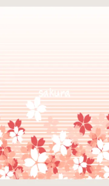 [LINE着せ替え] ストライプと桜 ベージュと灰色の画像1