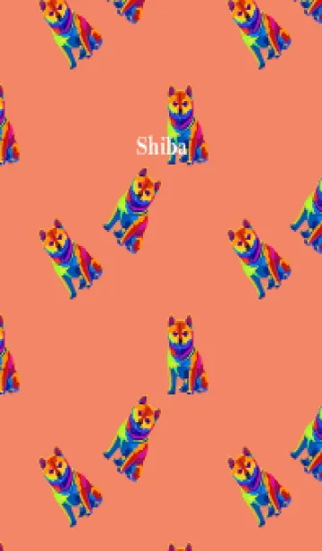 [LINE着せ替え] カラフルな柴犬 赤と黄色の画像1