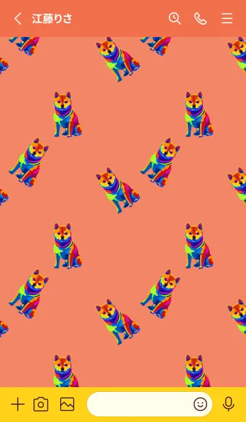 [LINE着せ替え] カラフルな柴犬 赤と黄色の画像2