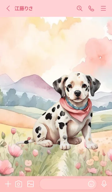 [LINE着せ替え] Dalmatian  Dog  In Flower Theme (JP)の画像2