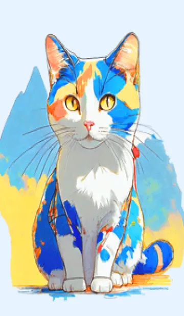 [LINE着せ替え] Cat looking this way09blue_JPの画像1