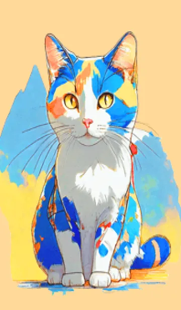 [LINE着せ替え] Cat looking this way09orange_JPの画像1