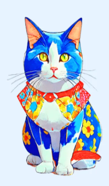 [LINE着せ替え] Cat looking this way11blue_JPの画像1