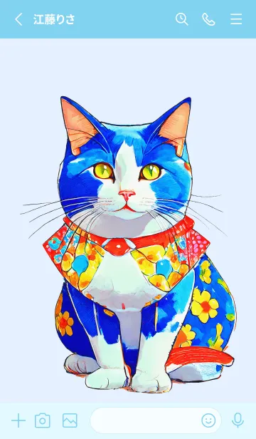 [LINE着せ替え] Cat looking this way11blue_JPの画像2