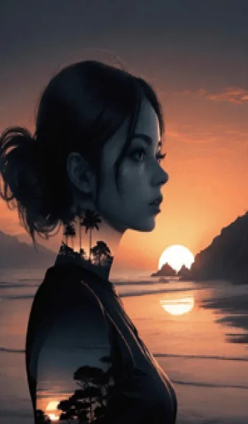 [LINE着せ替え] 夕焼けの中の少女 3W 5の画像1