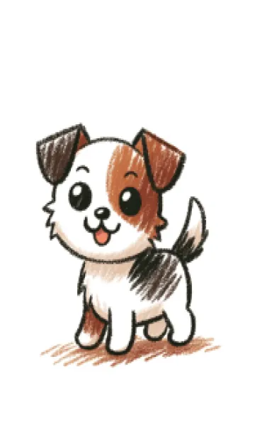 [LINE着せ替え] かわいい手描きの子犬パフパフの画像1