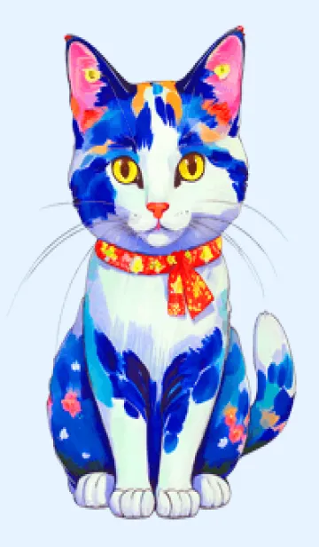 [LINE着せ替え] Cat looking this way07blue_JPの画像1