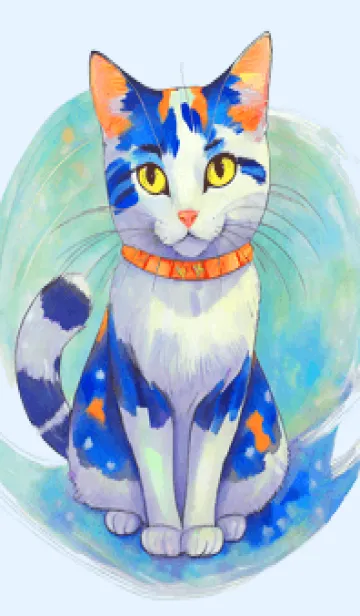 [LINE着せ替え] Cat looking this way08blue_JPの画像1