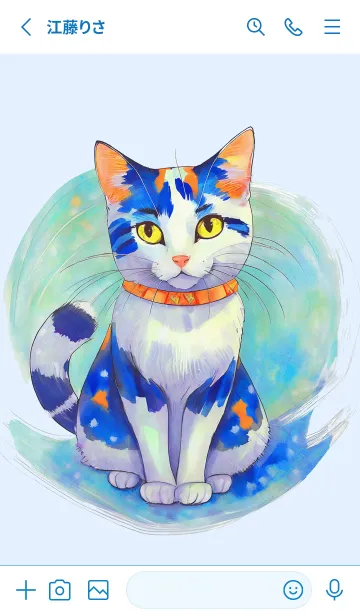 [LINE着せ替え] Cat looking this way08blue_JPの画像2