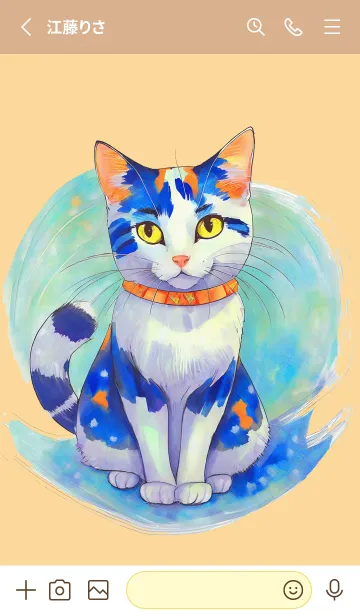 [LINE着せ替え] Cat looking this way08orange_JPの画像2