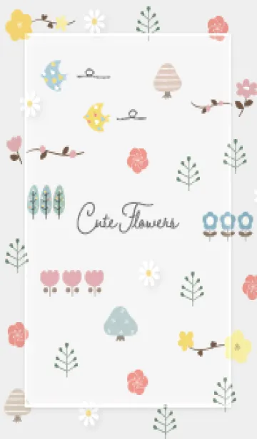 [LINE着せ替え] Gray cute flowers 01_1の画像1