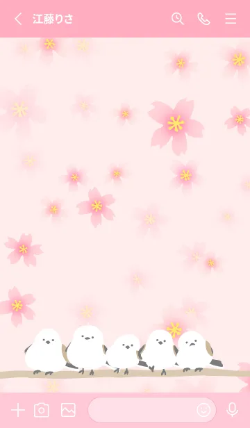 [LINE着せ替え] シマエナガ 桜咲く3の画像2