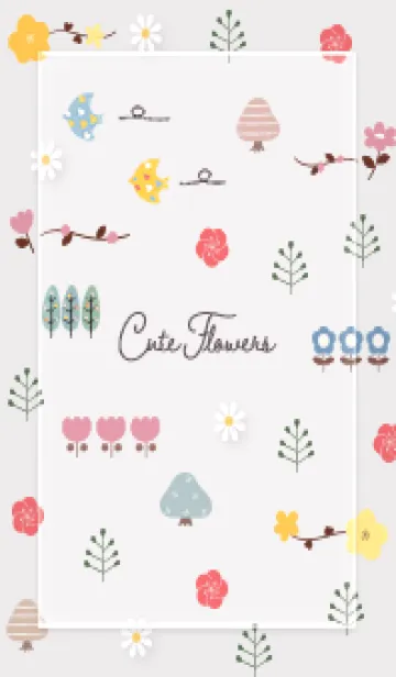 Greige cute flowers 02_1の着せ替えメイン画像