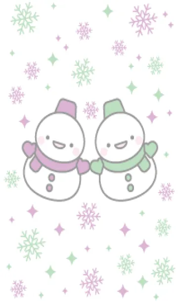 [LINE着せ替え] 紫と緑の双子雪だるま（スノーマン）の画像1